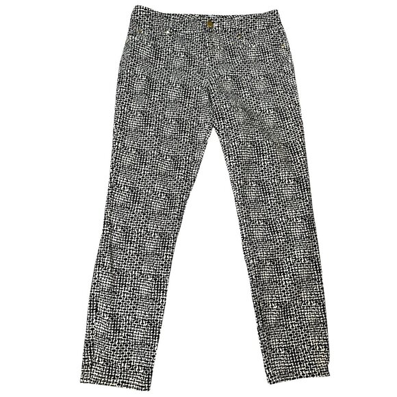 DKNY Trousers Pants Womens Size 8 Printed Black White Tapered Low Rise Cotton - Picture 2 of 10